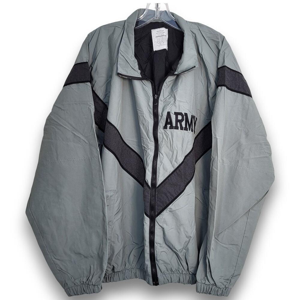 US Army IPFU PT Jacket Gray Reflective Windbreaker Large Regular - Picture 2 of 5